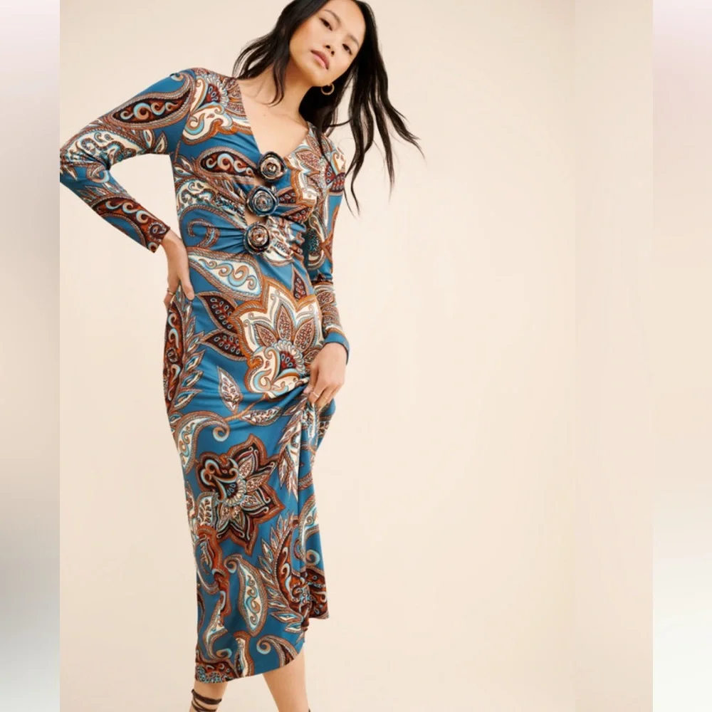 Farm Rio X Nuuly Wonderful Bouquet Midi Dress Medium - Picture 1 of 3